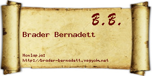 Brader Bernadett névjegykártya